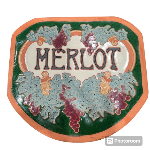 Cindy Wallace 1996  Napa Artist Merlot Wine Clay Pottery Plaque - Picture 1 of 5